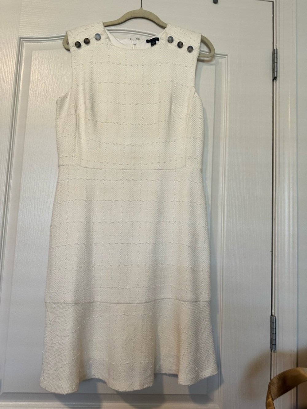 Ann Taylor Ivory Textured Sleeveless Shift Dress